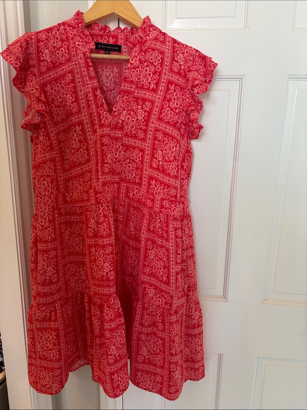 Gibson Pink-Red Bandana Print Mini Dress